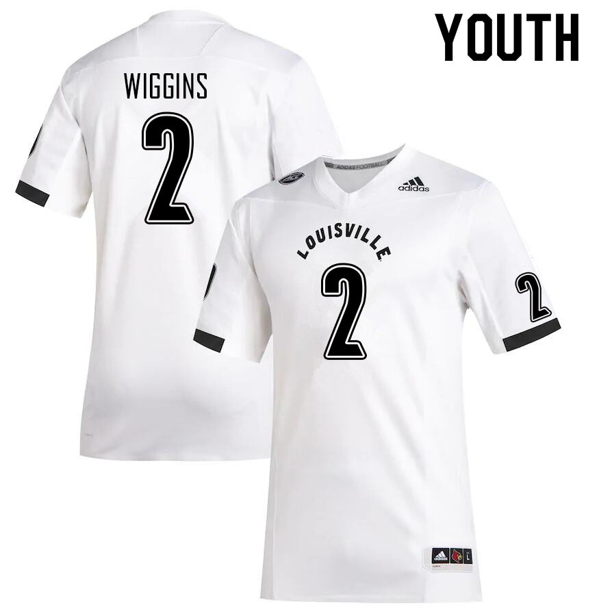 Youth #2 Dee Wiggins Louisville Cardinals College Football Jerseys Sale-White - Click Image to Close